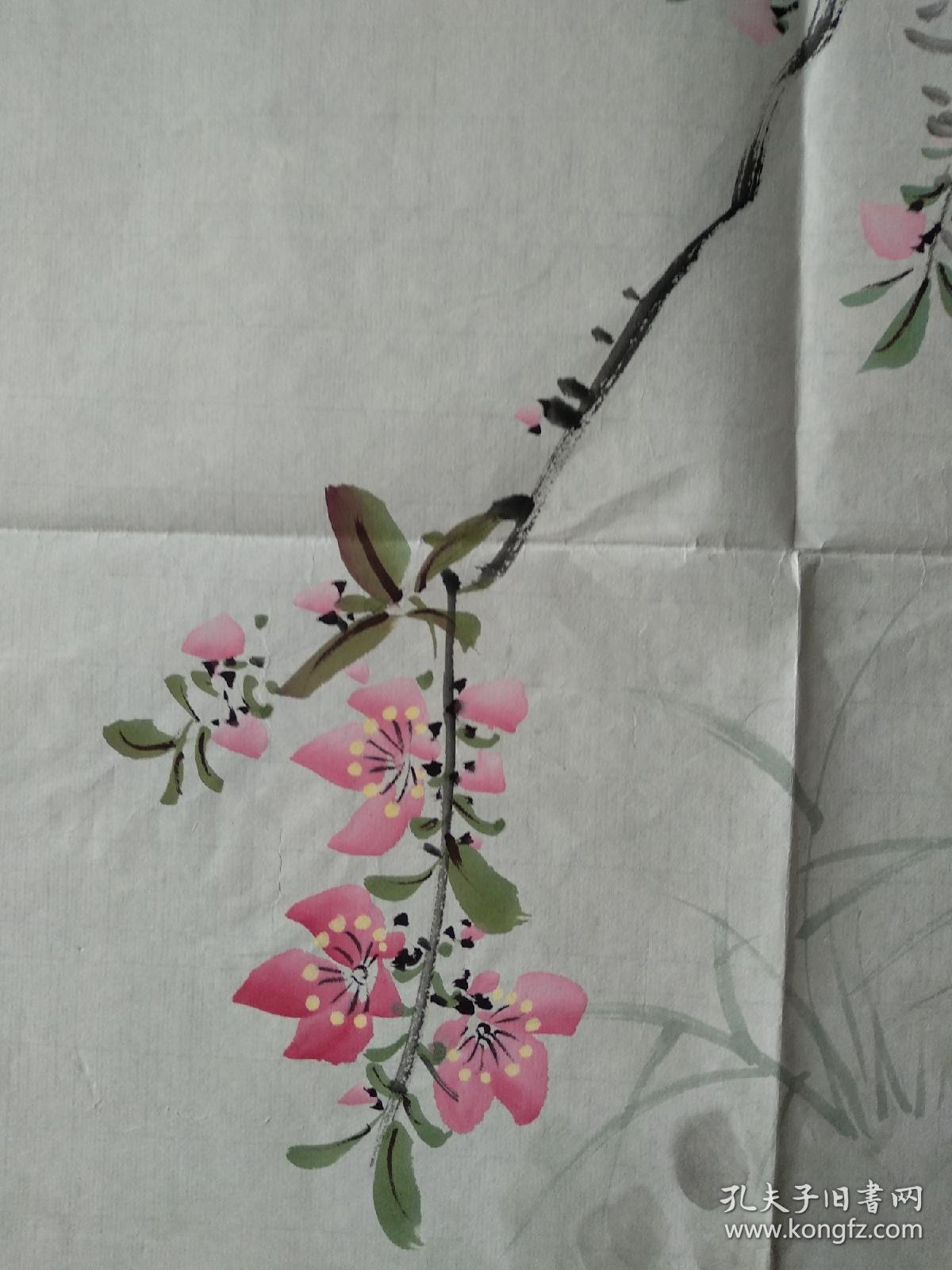 河南省美术家协会会员魏文峰国画桃花流水浴鸳鸯