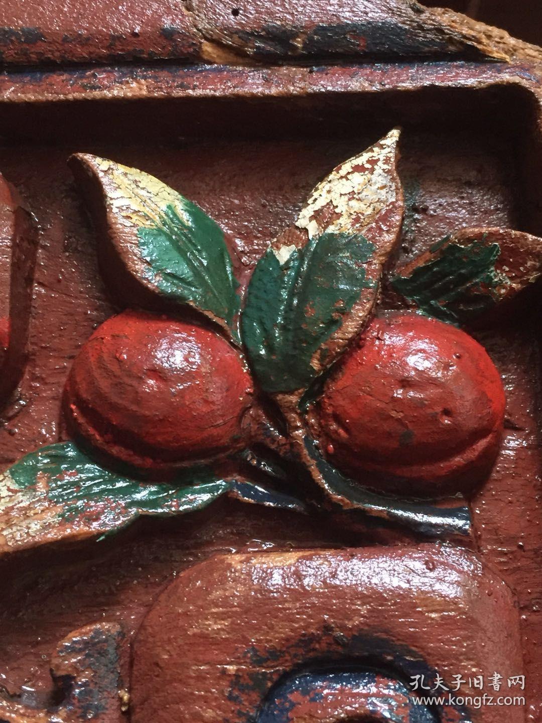 特价精美漂亮清代荔枝图案木雕房子构件雀角一对