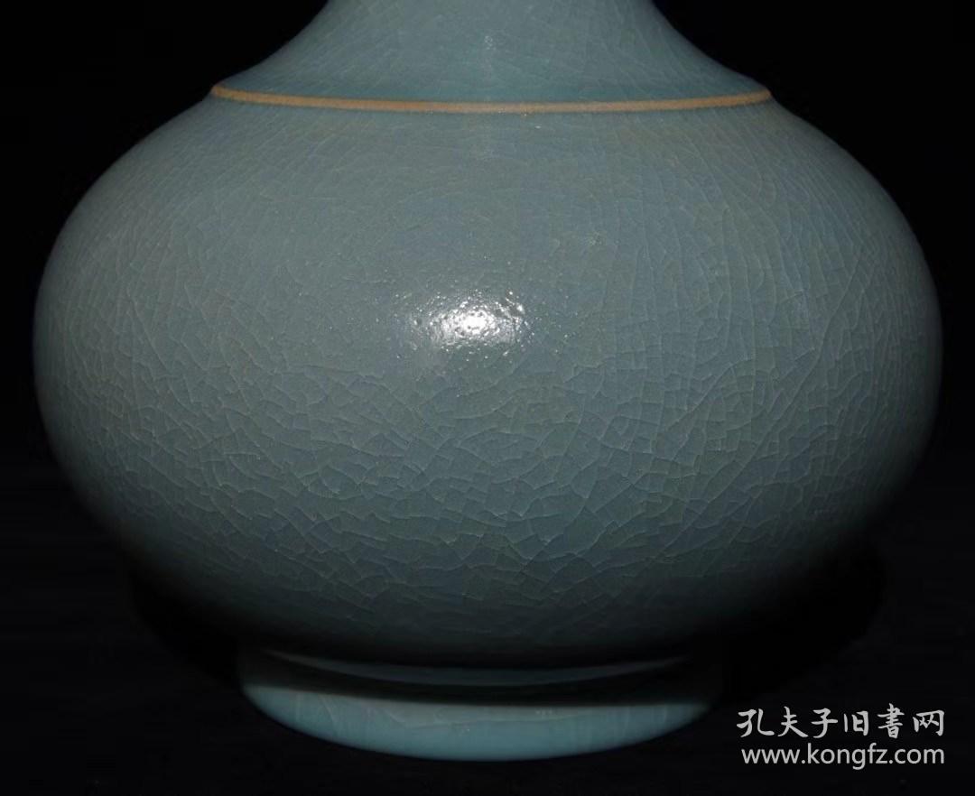 精品瓷器■【★★宋汝窑天青釉弦纹瓶 24x16.5