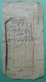 1961年  乡宁关王庙公社社员自留地证