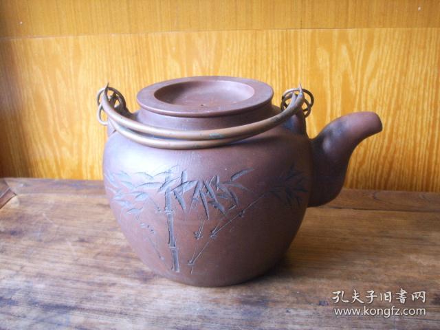 1985年亚平紫砂壶盖款亚平底款紫砂艺苑紫铜把全品