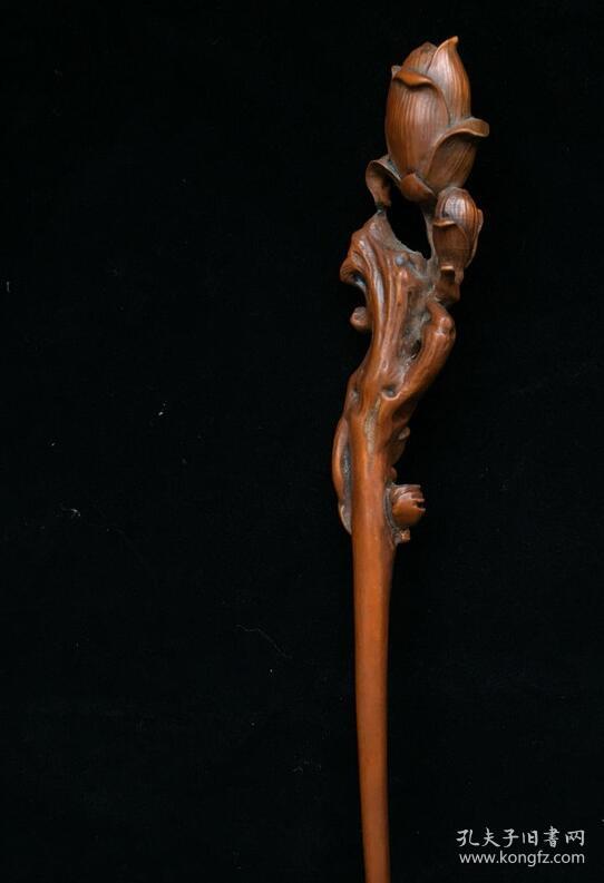 黄杨木雕玉兰发簪