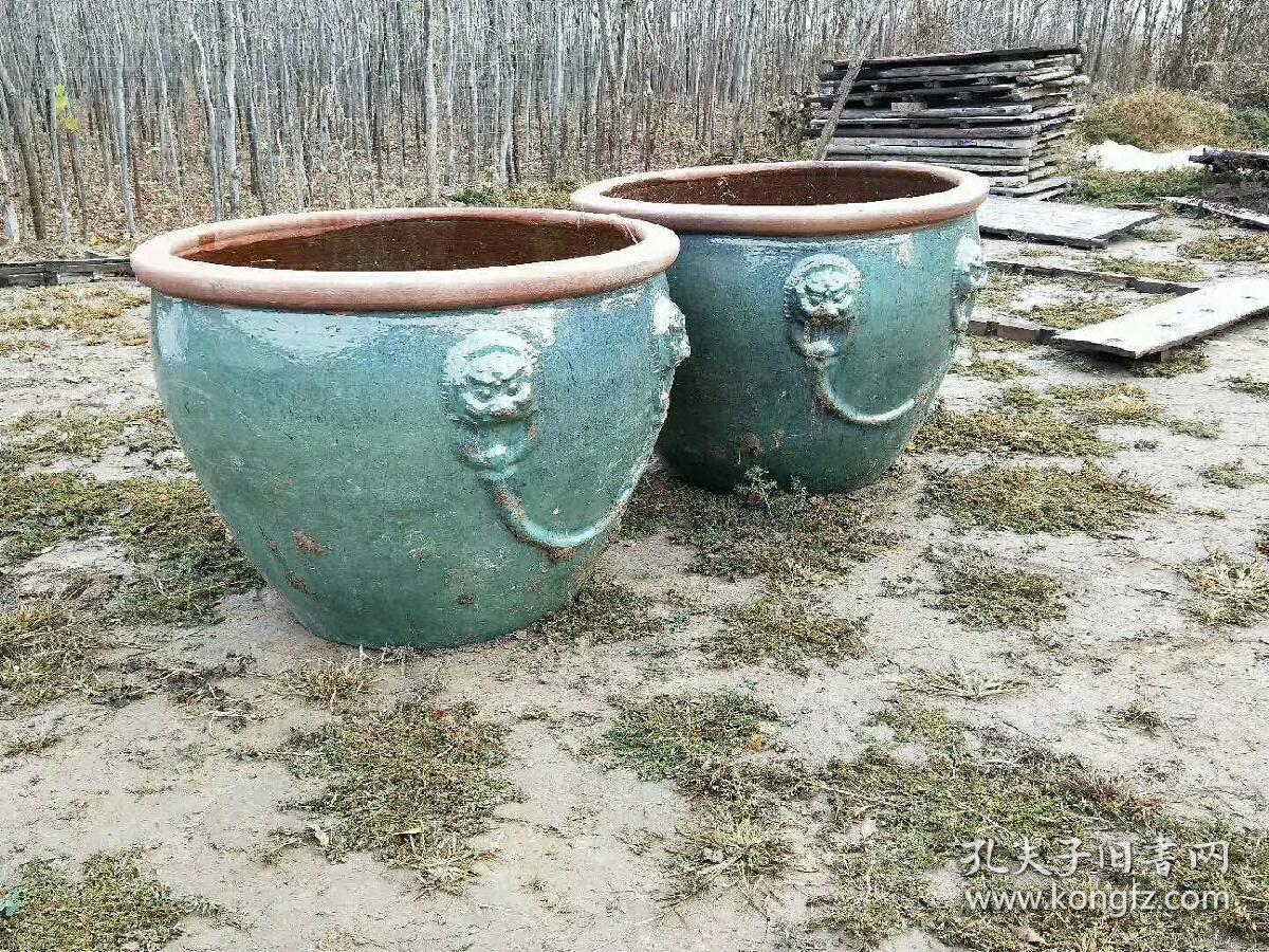 民国时期挂柚狮子头特大号大缸一对 全品 尺寸高80口径110 孔夫子旧书网