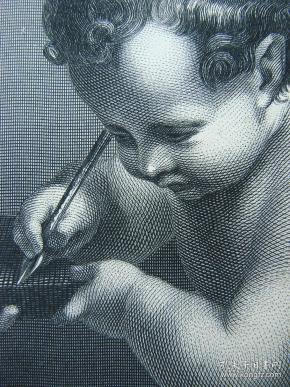 "科雷乔 correggio"名画1880年"意大利艺术瑰宝"系列钢板画—《丘比特