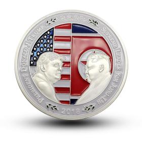 2018年川普金正恩握手纪念币 美朝新加坡峰会硬币年度大事件银币