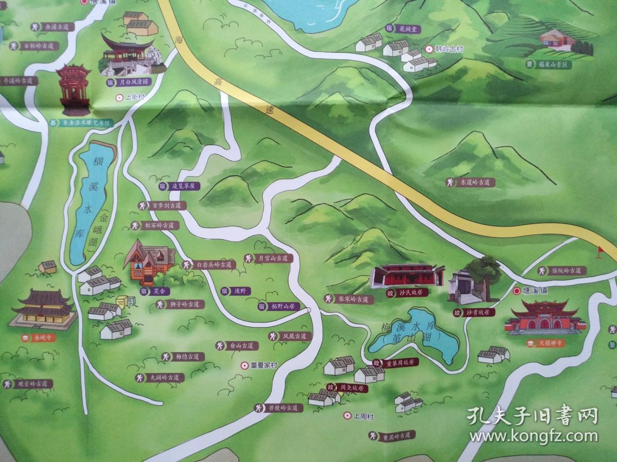 宁波市鄞州区旅游手绘地图54乘84cm鄞州区地图宁波市鄞州地图