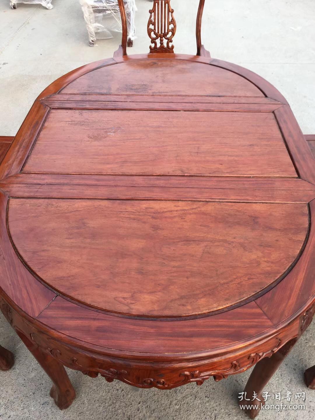 八十年代花梨木上海产餐桌7件套品相及尺寸如图