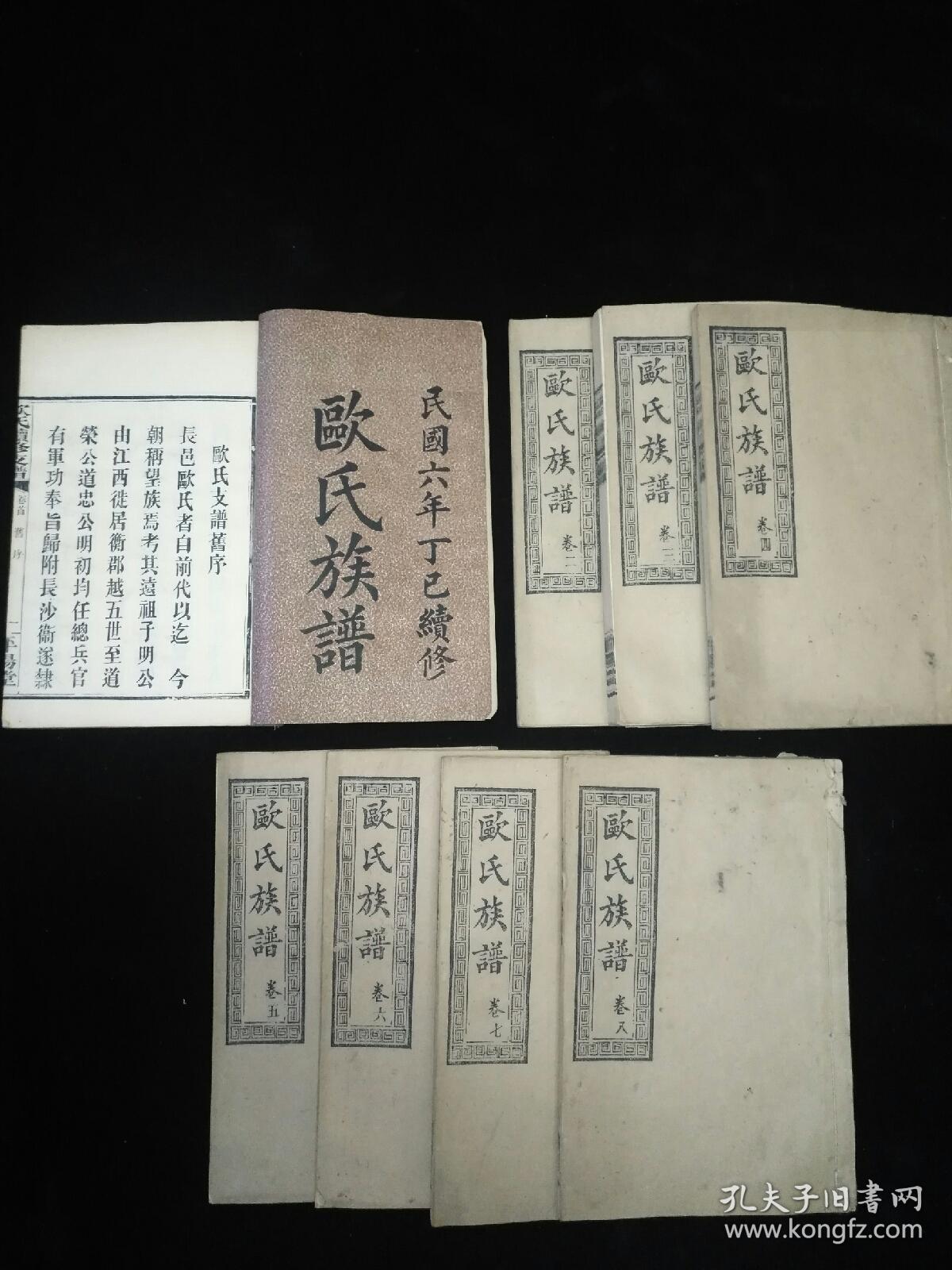 震撼孤本欧氏族谱民国6年精修版本大全8册目录清晰备查罕见姓氏极美