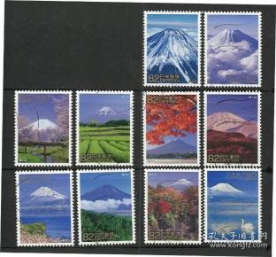 日本信销邮票-c2177 2014 第3次世界遗产(第7集)—富士山 10全