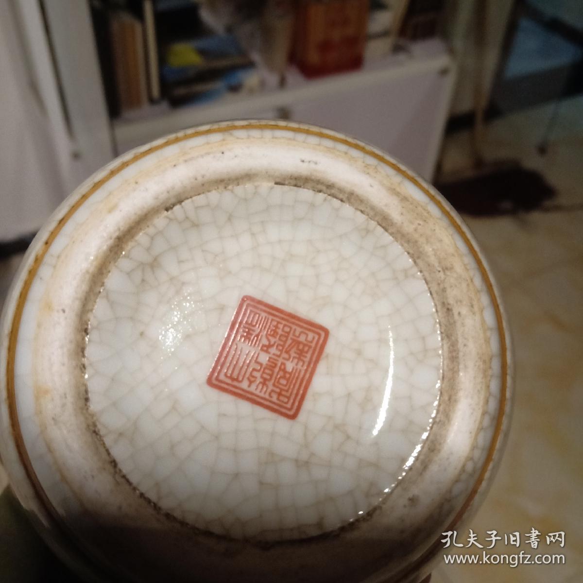 底款大清乾隆年制篆书太狮少保双狮茶叶罐年代不详低卖