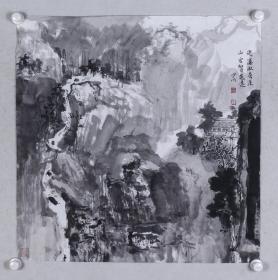 师从张志民、著名画家 王少川 水墨画作品《飞瀑漱苍崖》一幅（纸本软片，约4平尺；作品由《中国美术市场报》直接得自于艺术家本人） HXTX100107