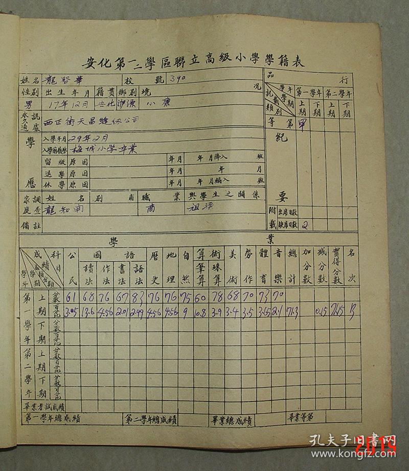 册共67页录学生67人安化第一二学区联立高级小学佐证民国开了书法课程