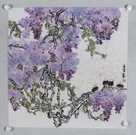 著名画家、河北省美协会员 魏亚楠 水墨画作品《紫藤花开》一幅（纸本托片，约4平尺；作品由《中国美术市场报》直接得自于艺术家本人）  HXTX100241