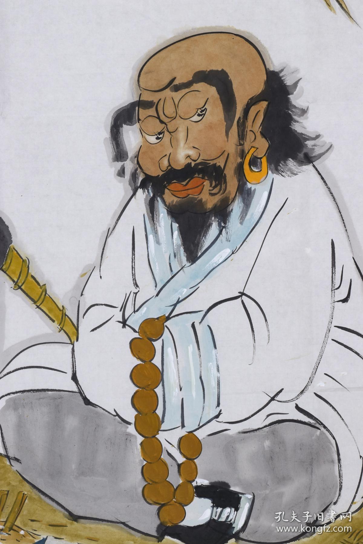 著名画家,国家一级美术师 耿孟刚 水墨人物画作品 《禅》一幅(纸本