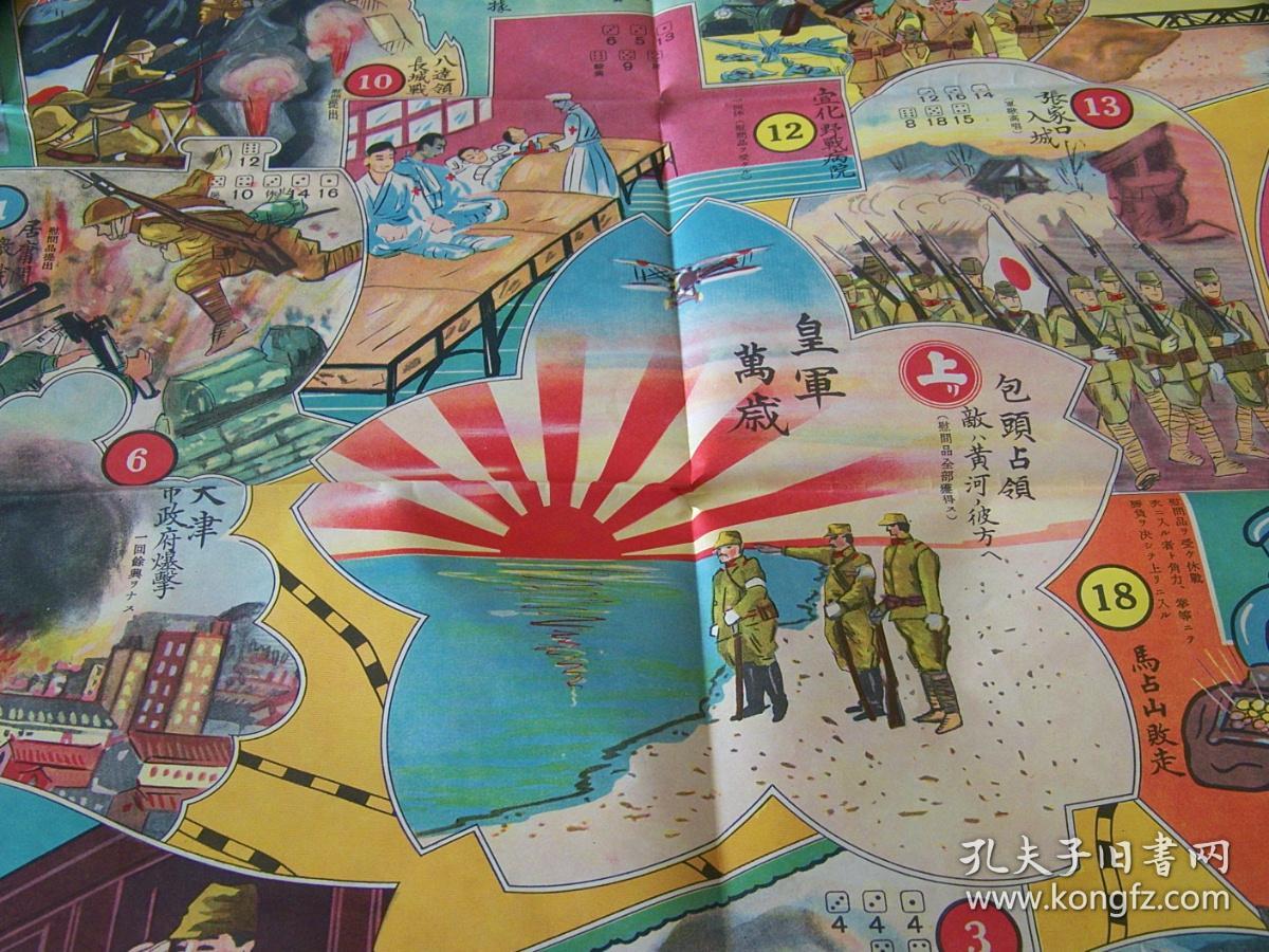 侵华资料/宣传画/日支事変阵中双六(双六)京绥线之巻 松村利雄考案