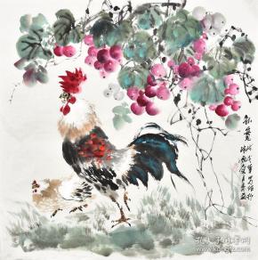 当代画家周老师四尺斗方花鸟画gh02897