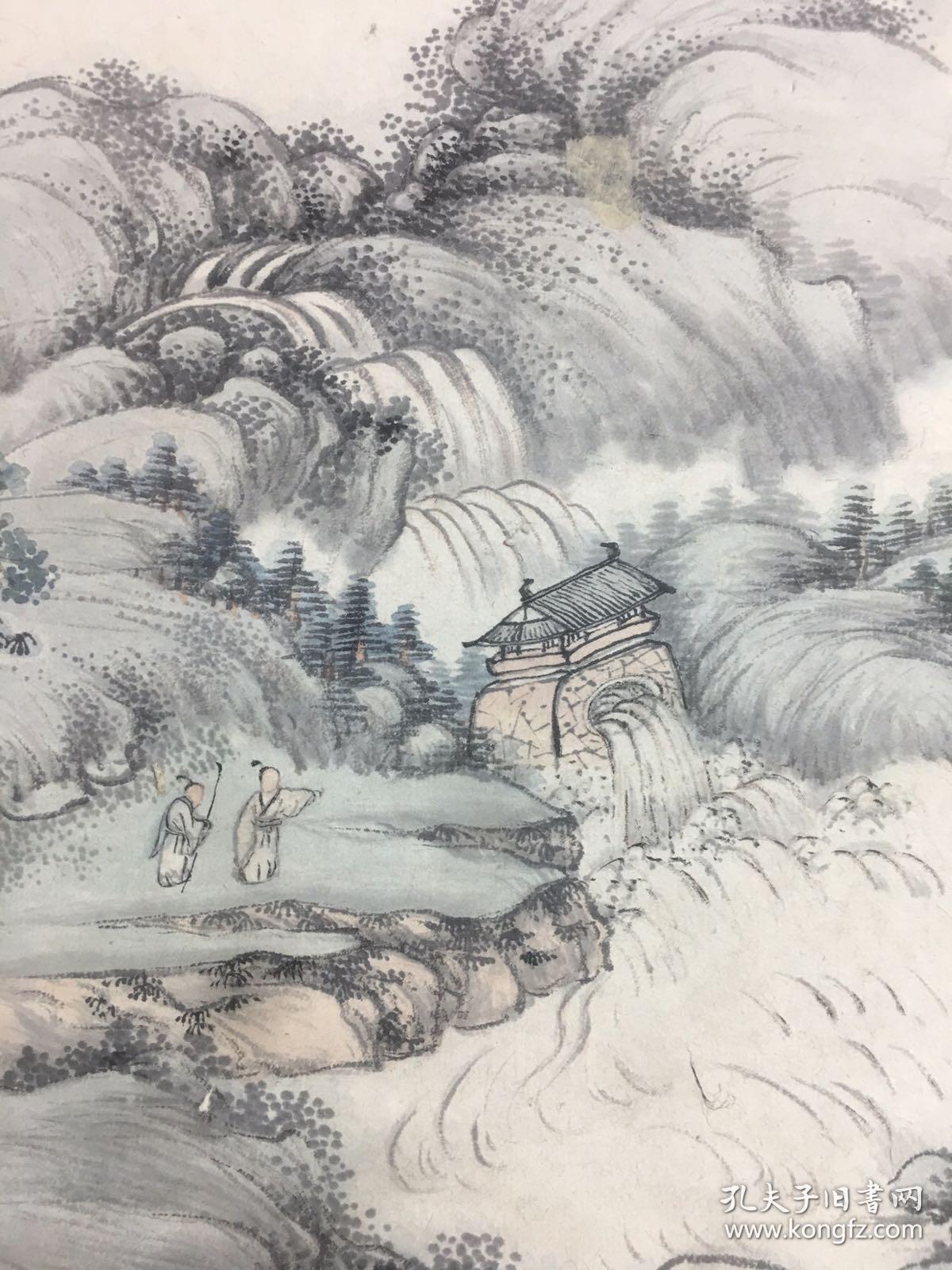 黄均山水画图片山水册页黄均吴门青绿山水画图片大全清代画家黄均山水