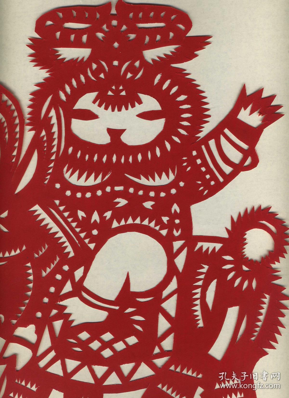 东北娃闹新春 骑小毛驴 传统手工剪纸 民间艺术 未托裱 (年代:2000年)