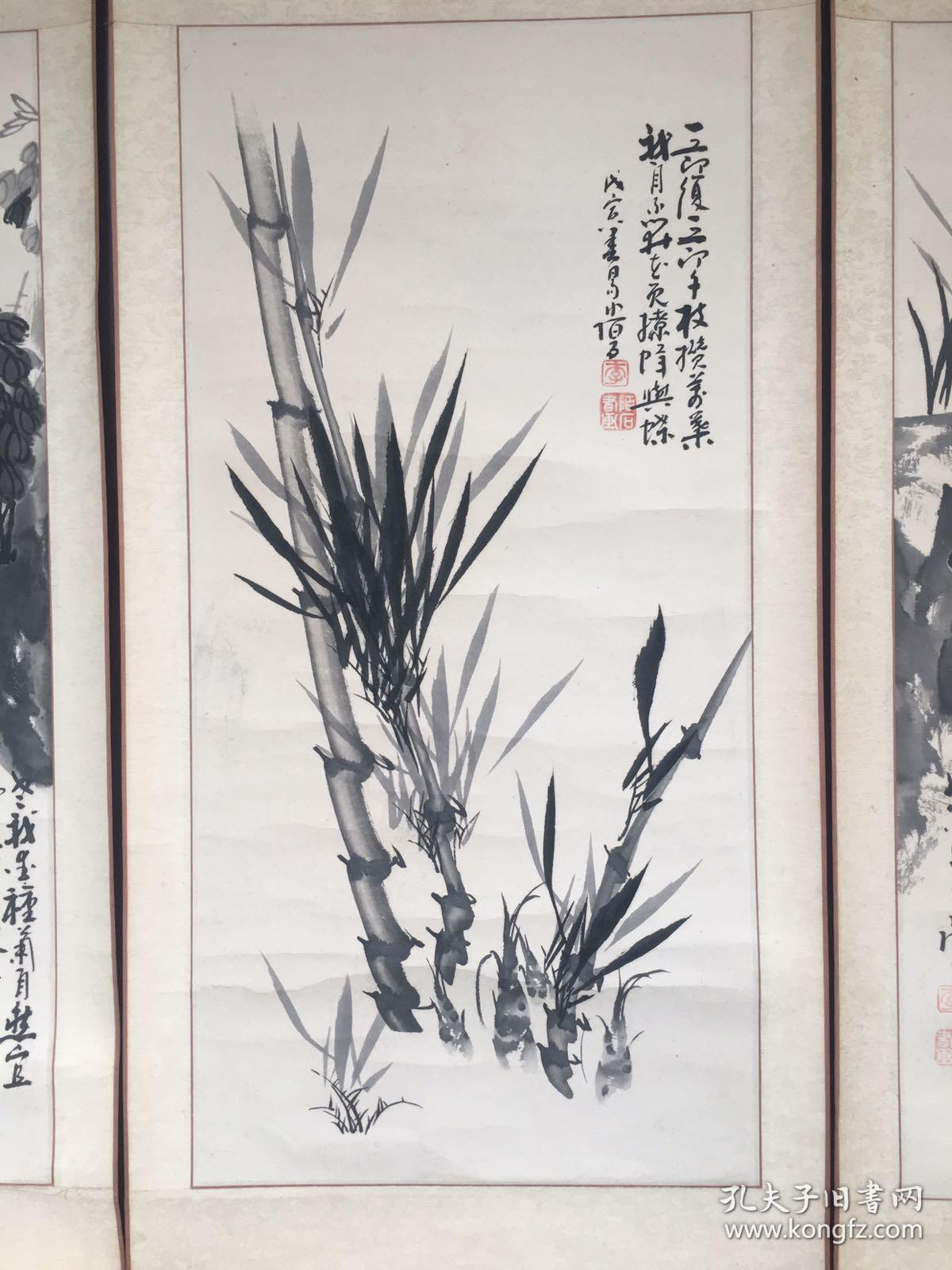 桂林漓江书画研究院副院长李陌石梅兰竹菊四条屏每个尺寸32cmx66cm包