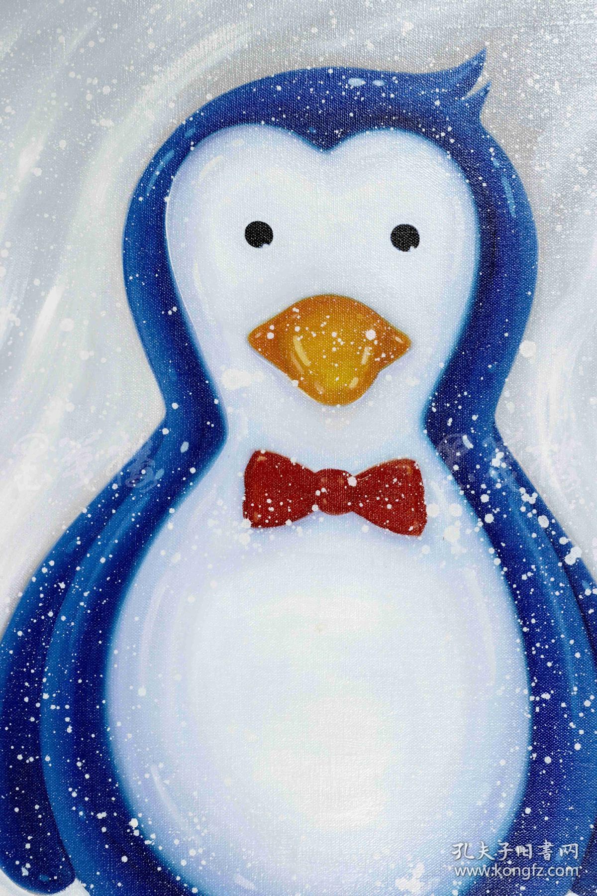 中国当代美术研究院油画院院长 沈敬东 2019年布面油画作品"企鹅"一幅