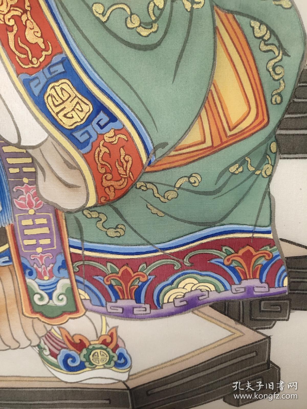 三清道祖神像绢布工笔