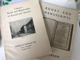 1933年 书和手稿的拍卖图录 两册