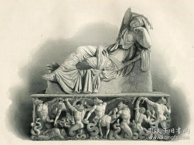 1876年钢版画阿里阿德涅31225厘米