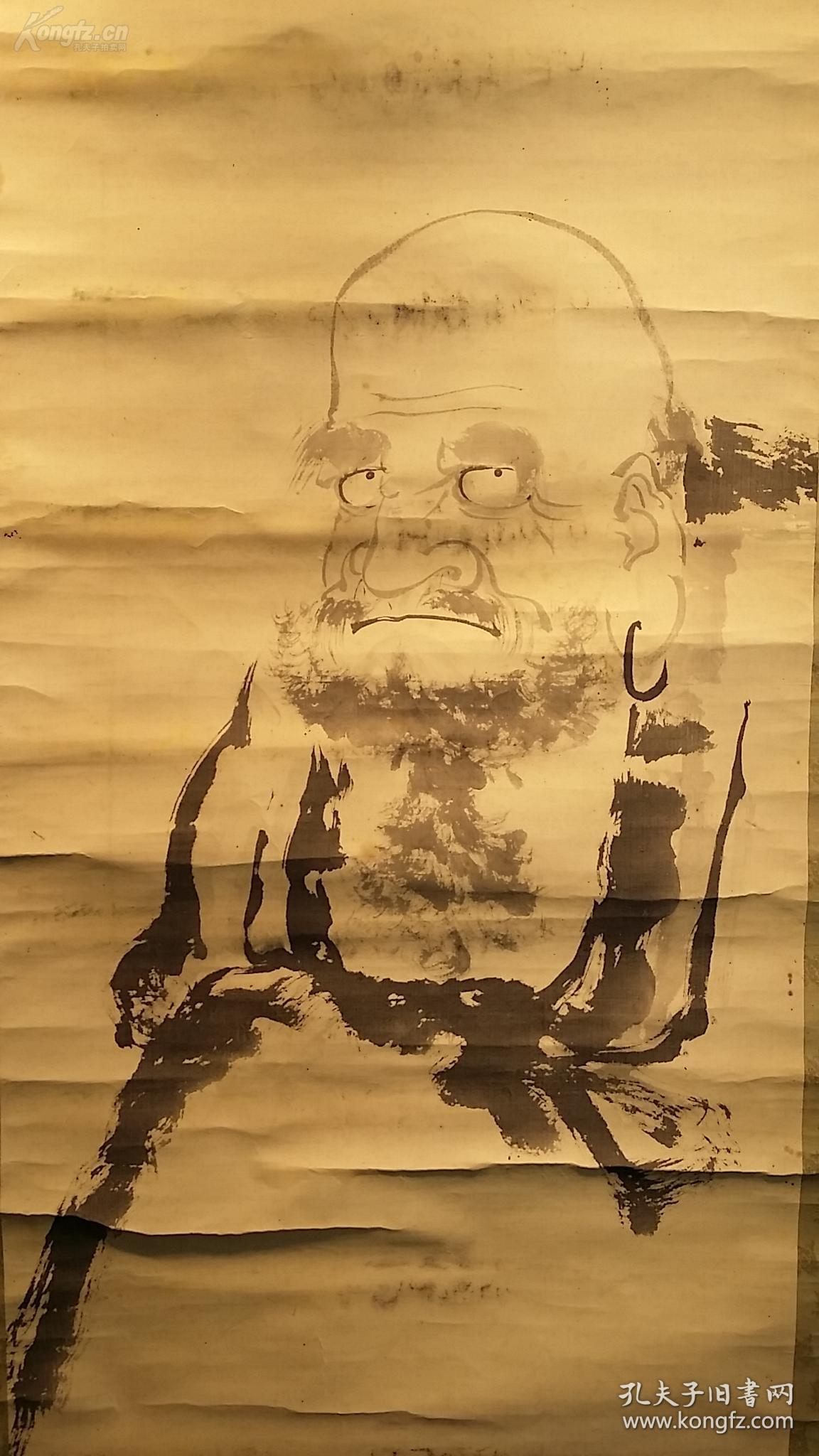 民国日本绢本名家调英手绘达摩人物