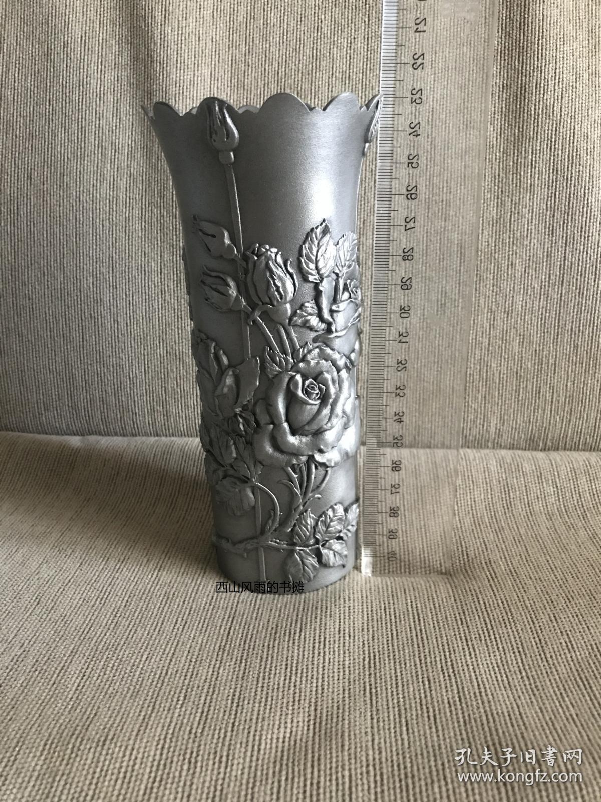 正品大马锡tumasekpewter花瓶玫瑰1160