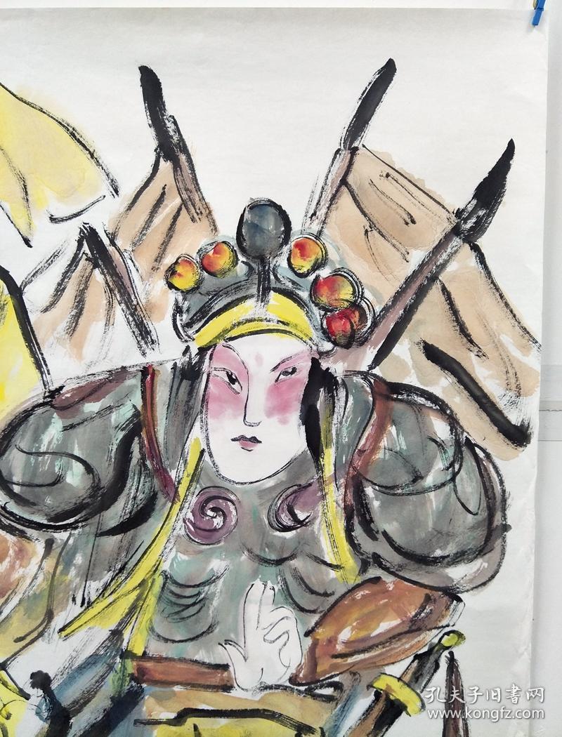 著名主持人,画家董浩京剧人物作品《闯宫》68*68cm.托心.