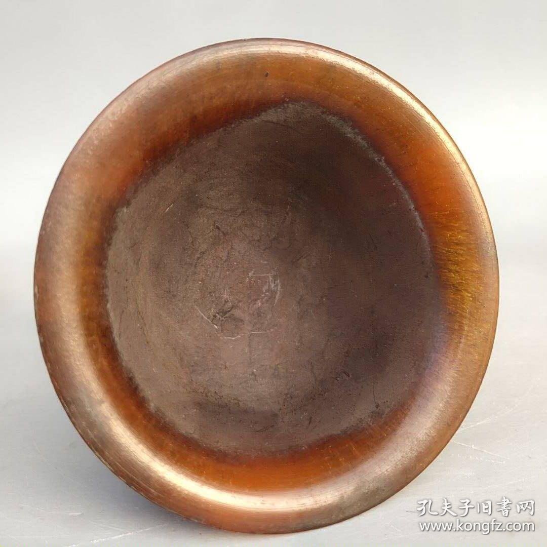 牛角酒杯竹丝纹清晰可见尺寸如图重260克