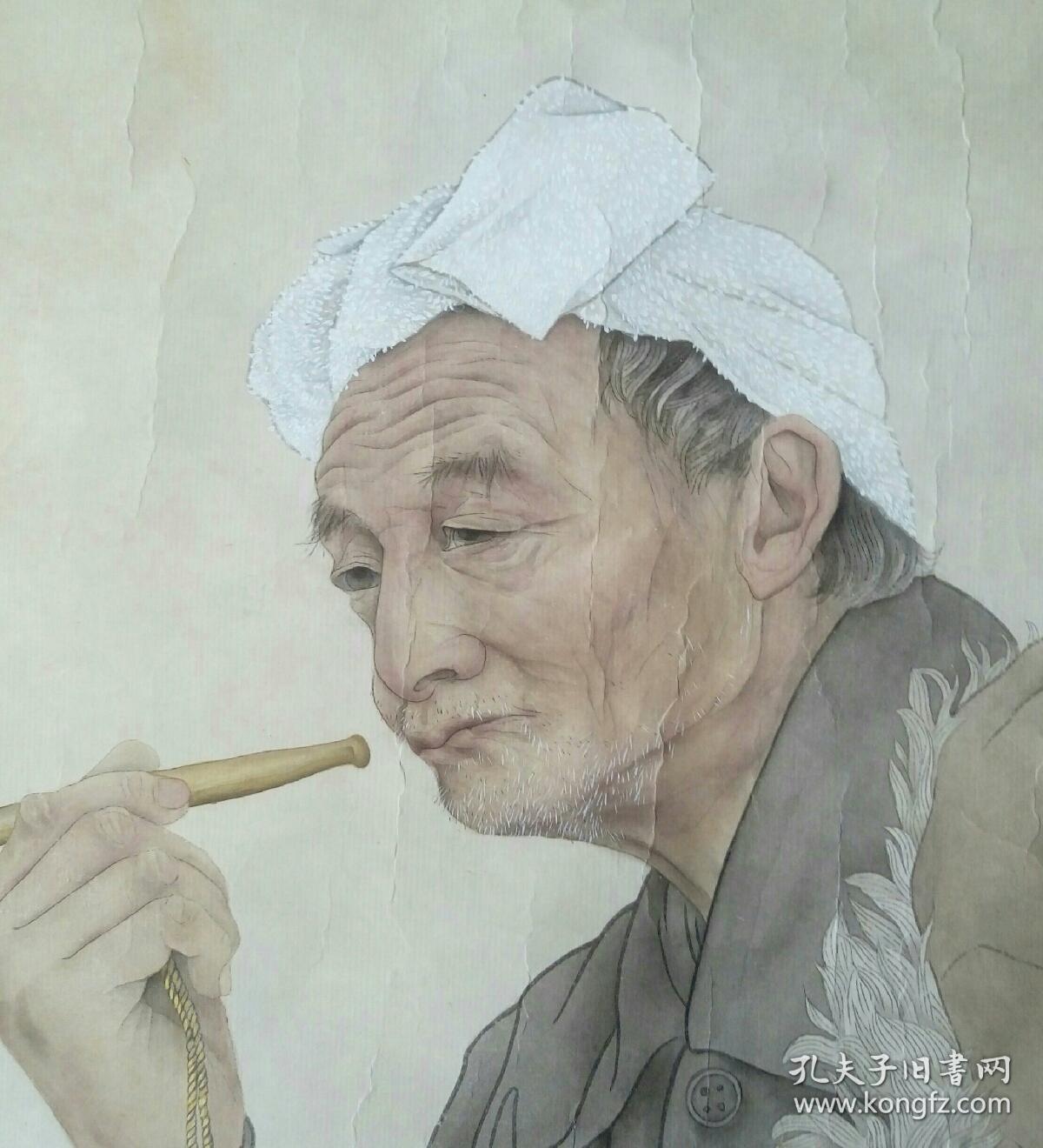 卢珊 工笔人物"陕北老人"