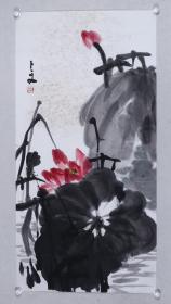 著名画家、中国画家协会理事 张卜文 水墨画作品《墨荷》一幅（纸本托片，约8平尺；作品由《中国美术市场报》直接得自于艺术家本人） HXTX100157