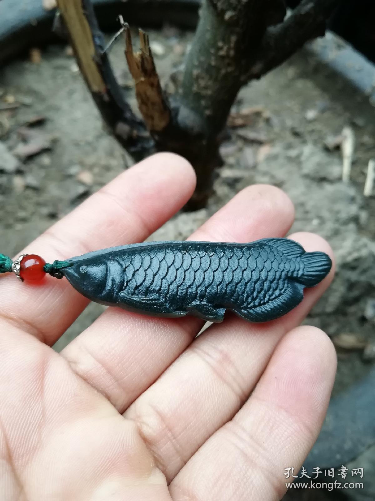 和田玉青玉金龙鱼年年有余玉坠