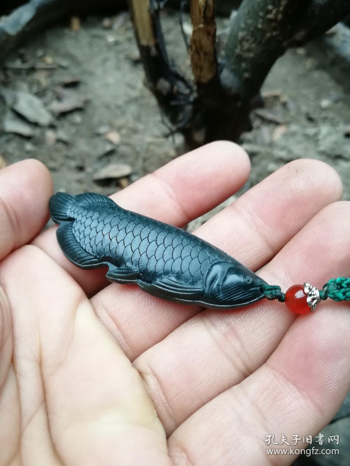 和田玉青玉金龙鱼年年有余玉坠