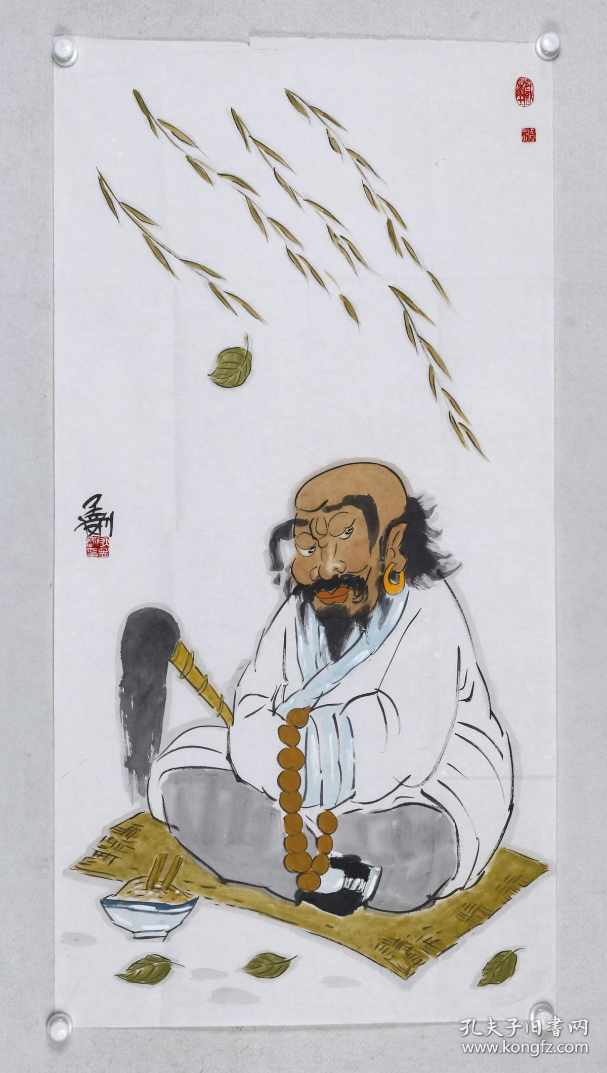 著名画家,国家一级美术师 耿孟刚 水墨人物画作品 《禅》一幅(纸本