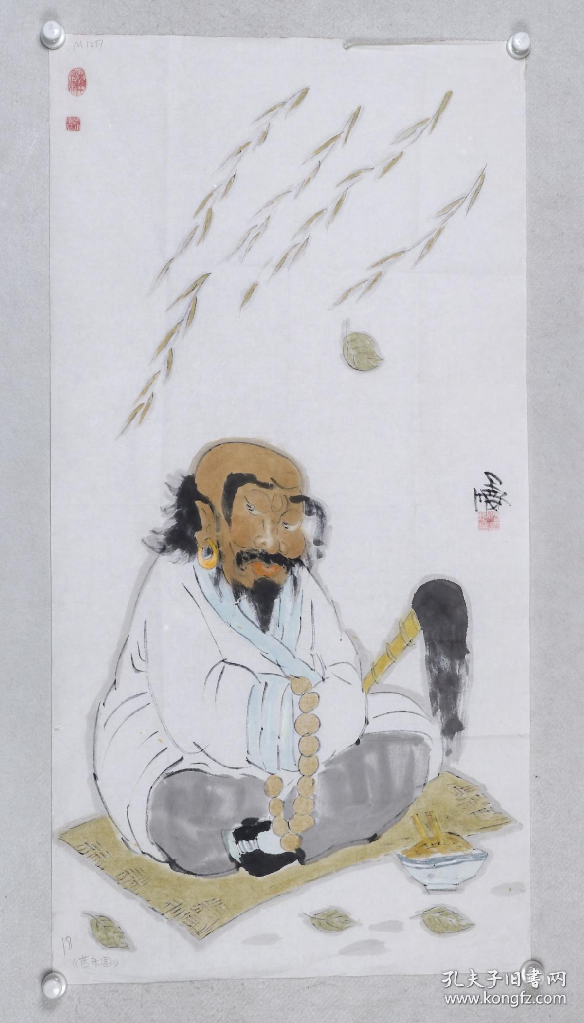 著名画家,国家一级美术师 耿孟刚 水墨人物画作品 《禅》一幅(纸本