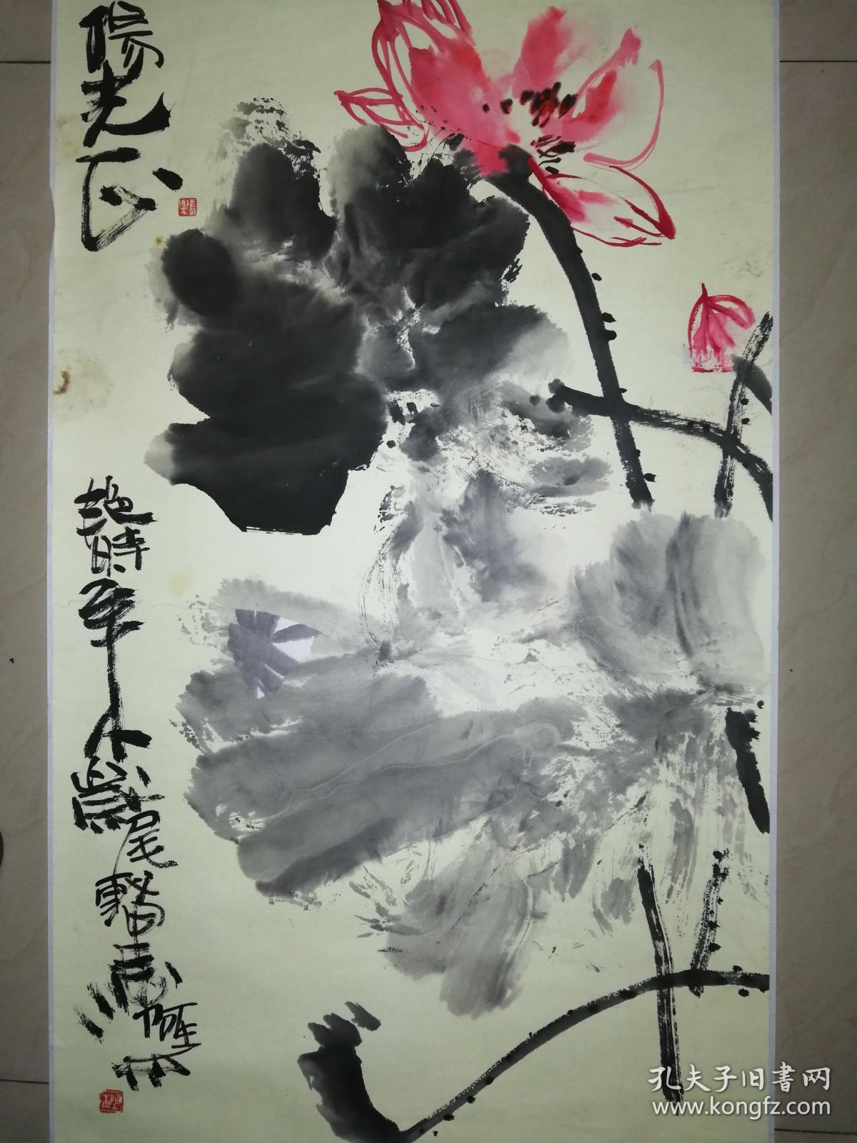 当代著名画家韩青(阿青)大写意花鸟13一幅(保真)