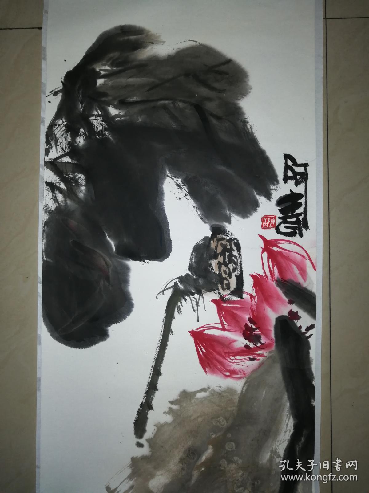 当代著名画家韩青(阿青)大写意花鸟16一幅(保真)