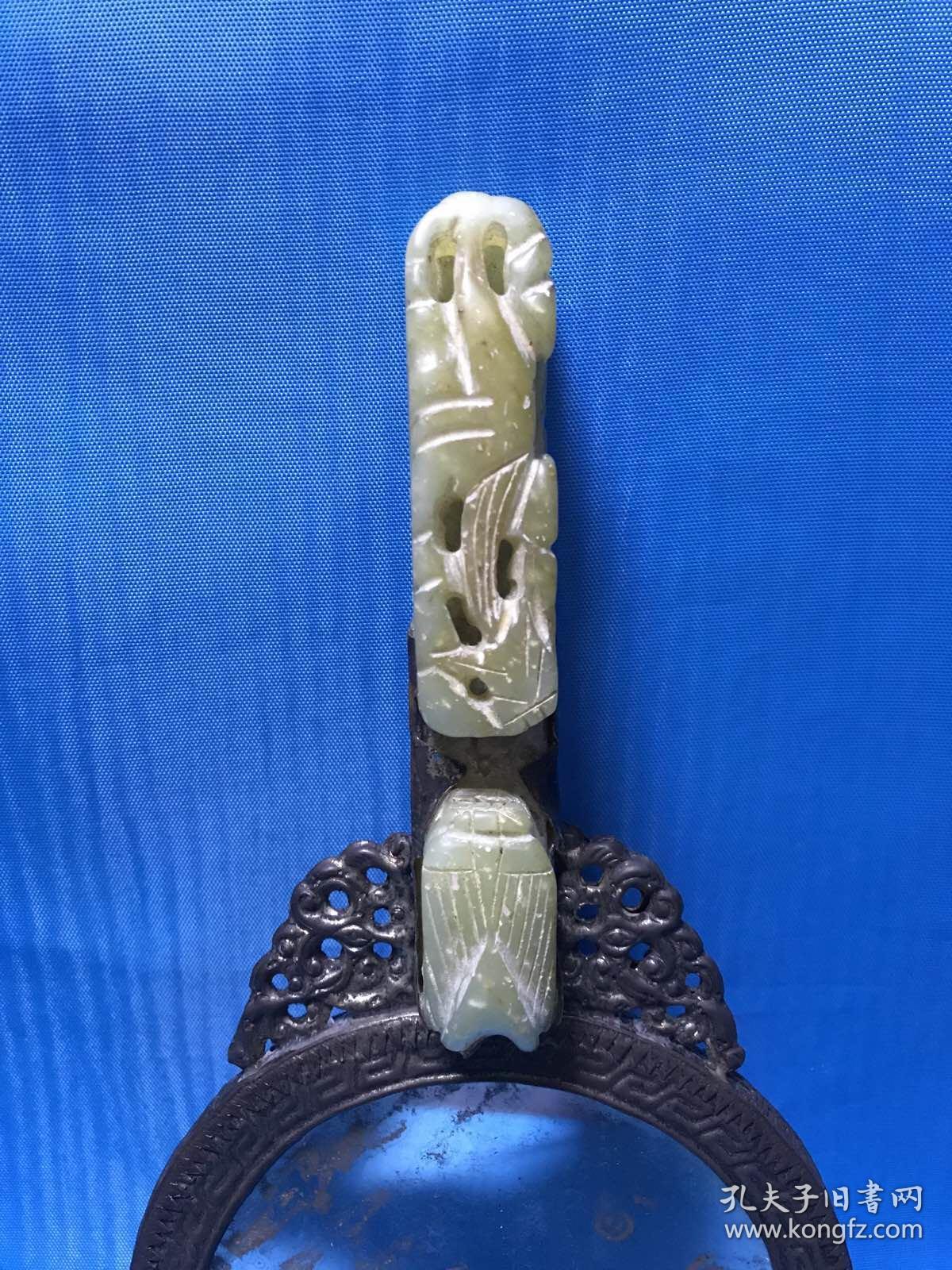 光绪三年龙凤铜镜红绿宝石如意玉石