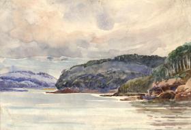英国水彩原作 C.A. Hannaford - Mid 20th Century Watercolour, Coastline
 尺寸：15 x 22.2cm