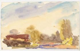 英国水彩原作 Jean Dryden Alexander (1911-1994) - Two Mid 20th Century Watercolour
 尺寸： 15.5 x 24.5cmcm