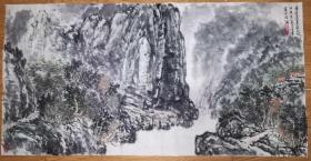 手绘真迹国画：天津美协会员王世浩山水画《暑云泼墨染山林》（四尺）
