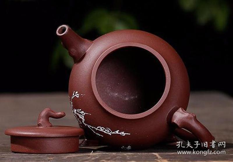 宜兴原矿紫泥刻绘木桩壶杨飞楠