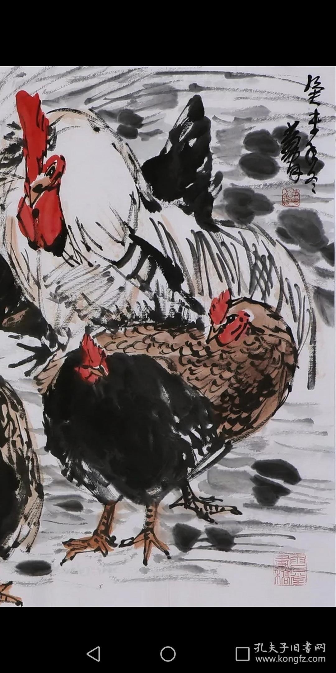 黄胄国画鸡字画纯手绘