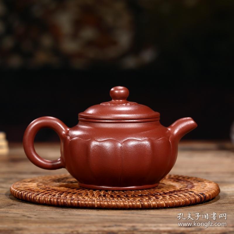 宜兴原矿紫泥全手莲花掇只壶陈红新