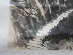 刘宝纯 山水画，后装裱，有原画片折断痕，介意勿拍，尺寸163*58，画芯67*44，品如图。