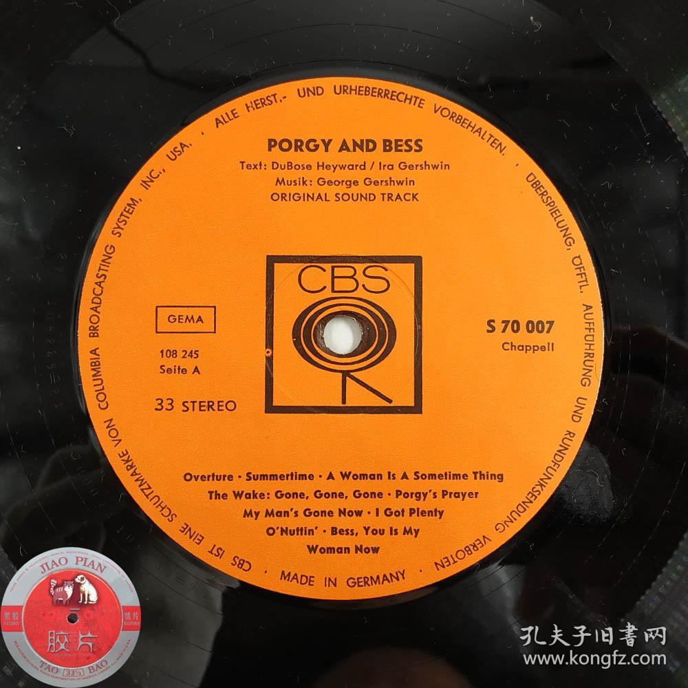 陪吉和贝丝 porgy and bess 德版cbs音乐剧lp 格什温 的美国歌剧代表