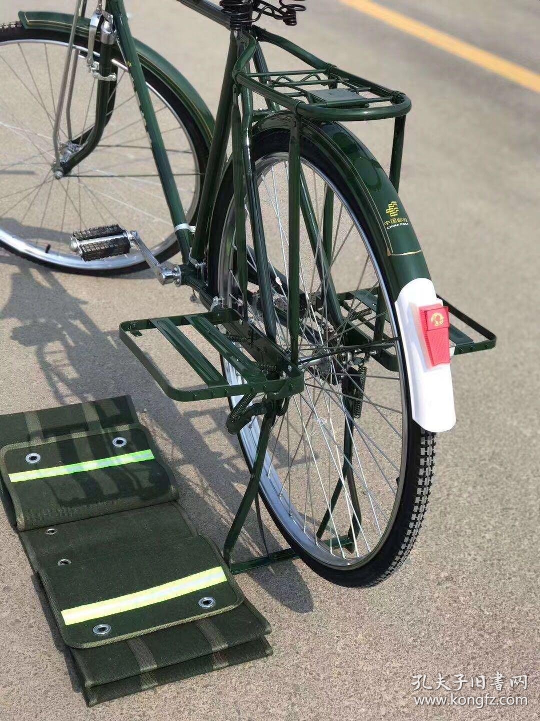 凤凰28复古军绿色自行车中国邮政库存保存完整原车原件无修改品相如图