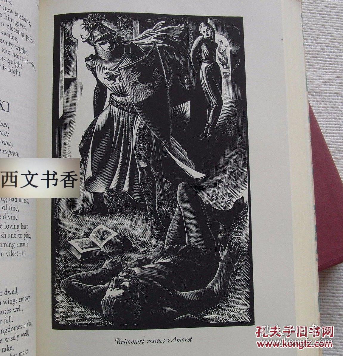 稀少版,斯宾塞著《仙后》艾格尼丝由米勒·帕克精美原创木刻版画,1953